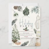 Boho Waterverf lichtblauw kerstfeestje Kaart (Voorkant)