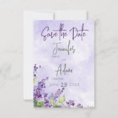 Boho Waterverf Lila Bloemen Bruiloft Save The Date (Voorkant)