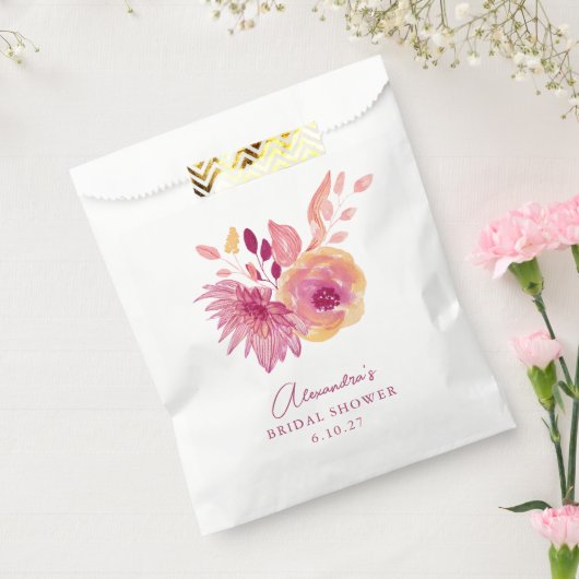 Boho Waterverf Magenta Red Flowers Vrijgezellenfee Bedankzakje (Gezegeld)