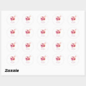 Boho Waterverf Magenta Red Flowers Vrijgezellenfee Ronde Sticker (Vel)