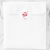 Boho Waterverf Magenta Red Flowers Vrijgezellenfee Ronde Sticker (Tas)