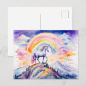 Boho Waterverf magische eenhoorn onder gloeiende R Briefkaart (Voorkant / Achterkant)