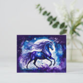 Boho Waterverf majestueuze blauwe eenhoorn onder s Briefkaart (Staand voorkant)