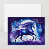 Boho Waterverf majestueuze blauwe eenhoorn onder s Briefkaart (Voorkant / Achterkant)