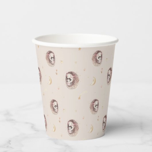 Boho Waterverf Mama en Baby Hedgehog Pattern Papieren Bekers (Voorkant)