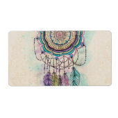 Boho Waterverf Mandala Dreamcatcher Etiket (Voorkant)