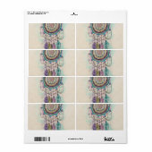 Boho Waterverf Mandala Dreamcatcher Etiket (Full Sheet)