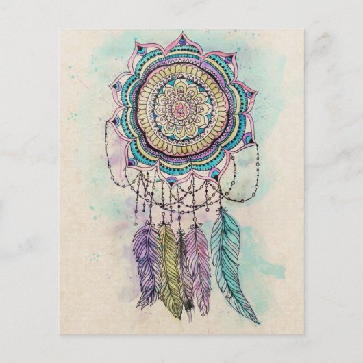 Boho Waterverf Mandala Dreamcatcher Flyer (Achterkant)