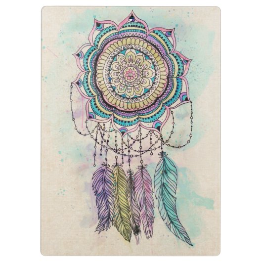 Boho Waterverf Mandala Dreamcatcher Klembord (Achterkant)