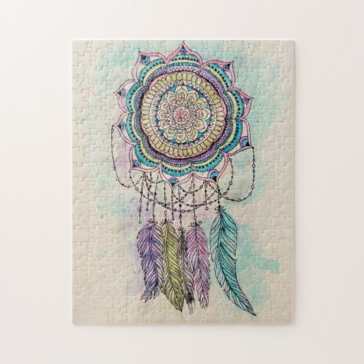 Boho Waterverf Mandala Dreamcatcher Legpuzzel (Verticaal)