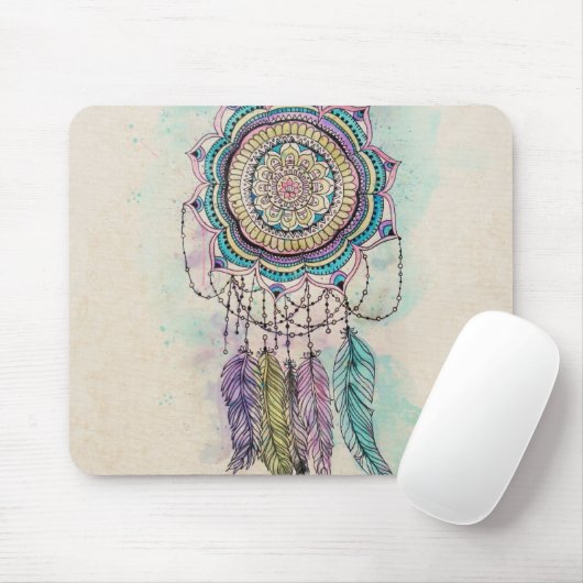 Boho Waterverf Mandala Dreamcatcher Muismat (Met muis)