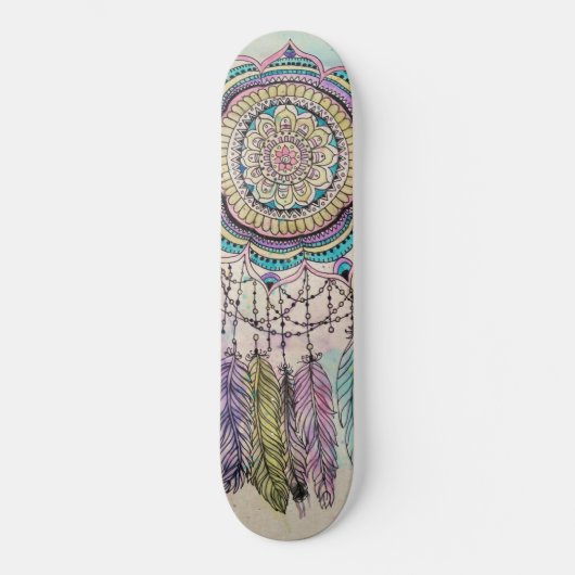 Boho Waterverf Mandala Dreamcatcher Persoonlijk Skateboard (Voorkant)