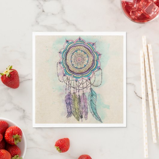 Boho Waterverf Mandala Dreamcatcher Servetten (Insitu)