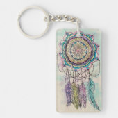 Boho Waterverf Mandala Dreamcatcher Sleutelhanger (Voorkant)