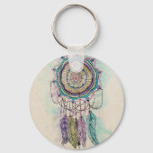 Boho Waterverf Mandala Dreamcatcher Sleutelhanger (Voorkant)