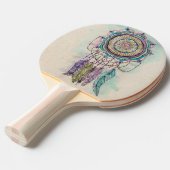 Boho Waterverf Mandala Dreamcatcher Tafeltennisbatje (Voorkant Gekanteld)
