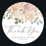 Boho Waterverf Mauve Flowers Wedding Bedankt Ronde Sticker<br><div class="desc">Voeg een persoonlijke en elegante touch toe aan uw huwelijksgunsten met deze aanpasbare bruiloft dank u stickers. Met een waterverf bloemenboeket van zacht neutraal bloemen, weelderige eucalyptusbladeren en delicate faux gouden folie accenten. Personaliseer met uw namen en trouwdatum. Ideaal voor het verzegelen van bedankkaarten, cadeautassen of wijnflessen. Maak uw bedankbericht...</div>