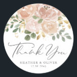 Boho Waterverf Mauve Flowers Wedding Bedankt Ronde Sticker<br><div class="desc">Voeg een persoonlijke en elegante touch toe aan uw huwelijksgunsten met deze aanpasbare bruiloft dank u stickers. Met een waterverf bloemenboeket van zacht neutraal bloemen, weelderige eucalyptusbladeren en delicate faux gouden folie accenten. Personaliseer met uw namen en trouwdatum. Ideaal voor het verzegelen van bedankkaarten, cadeautassen of wijnflessen. Maak uw bedankbericht...</div>