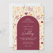 Boho waterverf mauve ivoorgele wilde bloemen kaart (Voorkant)