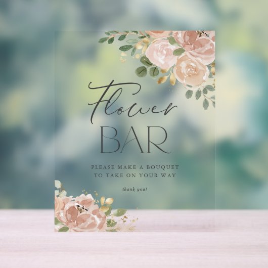 Boho Waterverf Mauve Peach Bloemen Bloemenbar Acryl Bord (Neutraal)