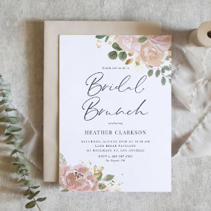 Boho Waterverf Mauve Peach Bloemen Bruidsbrunch Kaart