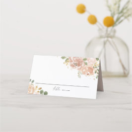 Boho Waterverf Mauve Peach Bloemen Huwelijk Plaatskaartje