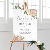 Boho Waterverf Mauve Peach Bloemen Huwelijk Poster