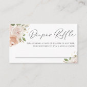 Boho Waterverf Mauve Peach Bloemen Luier Raffle Informatiekaartje (Voorkant)