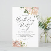 Boho Waterverf Mauve Peach Bloemen Verjaardagsfees (Staand voorkant)