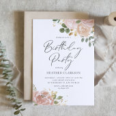 Boho Waterverf Mauve Peach Bloemen Verjaardagsfees Kaart