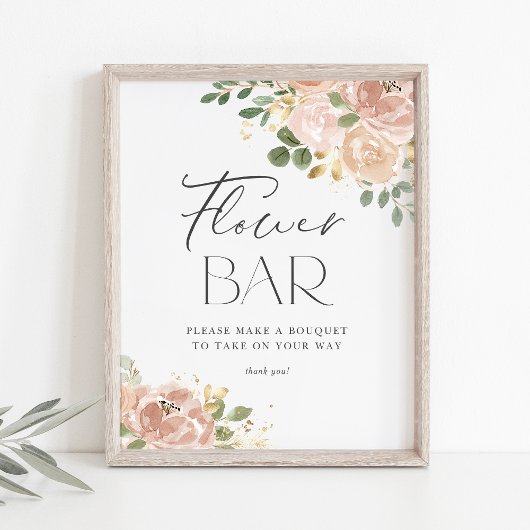 Boho Waterverf Mauve Peach Bloemenbar Poster