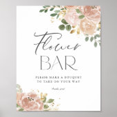 Boho Waterverf Mauve Peach Bloemenbar Poster (Voorkant)
