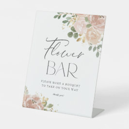 Boho Waterverf Mauve Peach Bloemenbar Reclamebord Met Voetstuk