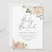 Boho Waterverf Mauve Peach Flowers Baby Brunch Kaart (Voorkant)