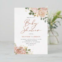 Boho Waterverf Mauve Peach Flowers Baby shower