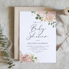 Boho Waterverf Mauve Peach Flowers Baby shower Kaart