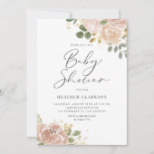 Boho Waterverf Mauve Peach Flowers Baby shower Kaart (Voorkant)