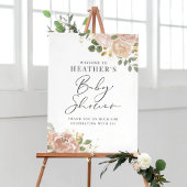 Boho Waterverf Mauve Peach Flowers Baby shower Poster