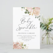 Boho Waterverf Mauve Peach Flowers Baby Sprinkle (Staand voorkant)