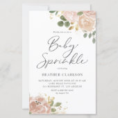 Boho Waterverf Mauve Peach Flowers Baby Sprinkle (Voorkant)