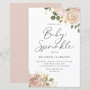 Boho Waterverf Mauve Peach Flowers Baby Sprinkle