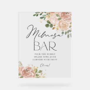 Boho Waterverf Mauve Peach Flowers Mimosa Bar Acryl Bord
