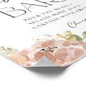 Boho Waterverf Mauve Peach Flowers Mimosa Bar Poster (Hoek)