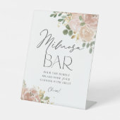 Boho Waterverf Mauve Peach Flowers Mimosa Bar Reclamebord Met Voetstuk (Voorkant)