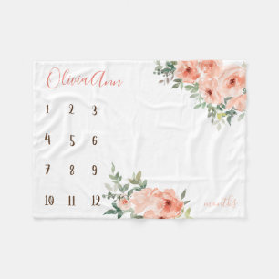 Boho waterverf mijlpaal perzik foto prop fleece deken