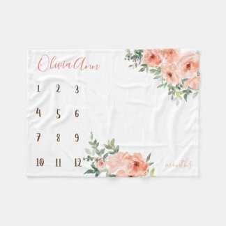 Boho waterverf mijlpaal perzik foto prop fleece deken