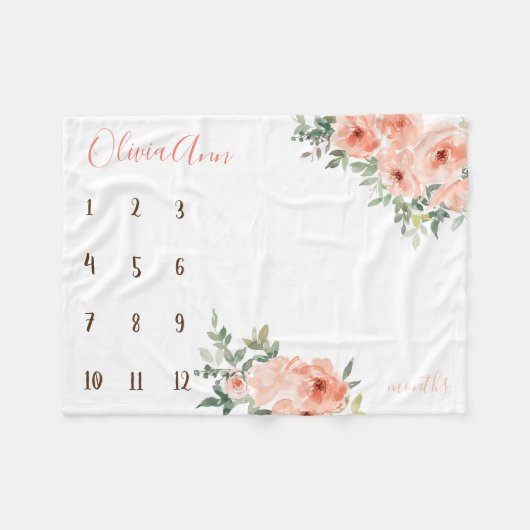 Boho waterverf mijlpaal perzik foto prop fleece deken (Voorkant (Horizontaal))