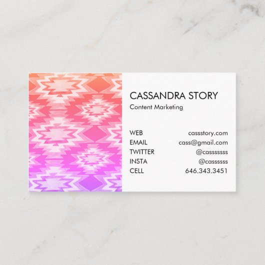Boho Waterverf Modern Patroon Stropdas-Dye Pink Visitekaartje (Achterkant)