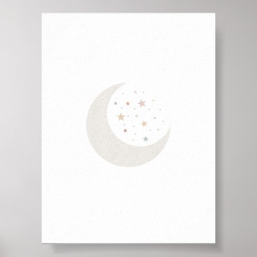 Boho waterverf Moon en Stars Print (Voorkant)