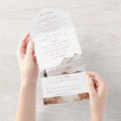 Boho Waterverf Mountain All In One Uitnodiging (Afscheurbaar)